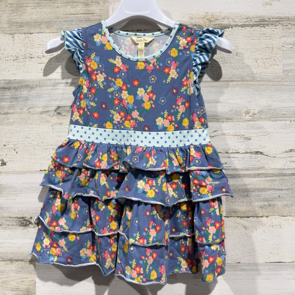 Matilda Jane Tiered Ruffle Tunic Top Girls 8 Floral Polka Dot Cotton Boho EUC